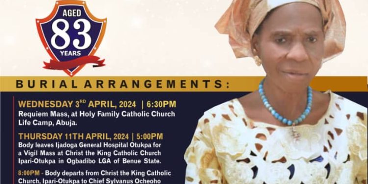 Senate Deputy Clerk, Agada Burries Mother April 12