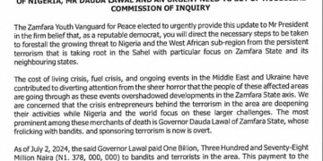 Group Writes Tinubu, Demands Probe into Zamfara Gov’s Alleged Ties to Terrorism.