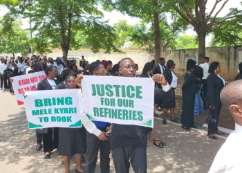 Protesters storm US embassy, seeks visa ban on Mele Kyari over alleged corruption